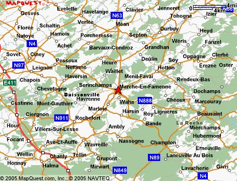 Vakantiewoningen in de Belgische Ardennen. Ligging van de doprje, weergegeven op kaart, waar de vakantiewoningen zich bevinden.